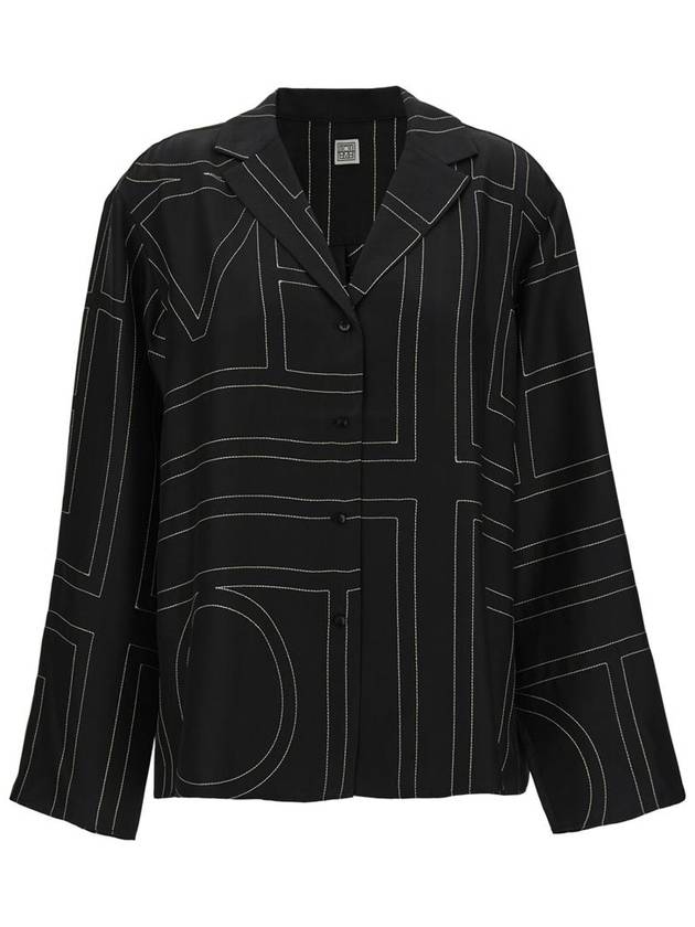 Monogram Silk Twill Pyjamas Shirt Black - TOTEME - BALAAN 2