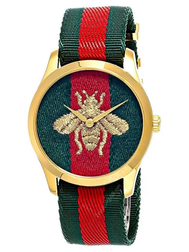 Bee Fabric Band Watch Green Red - GUCCI - BALAAN 2