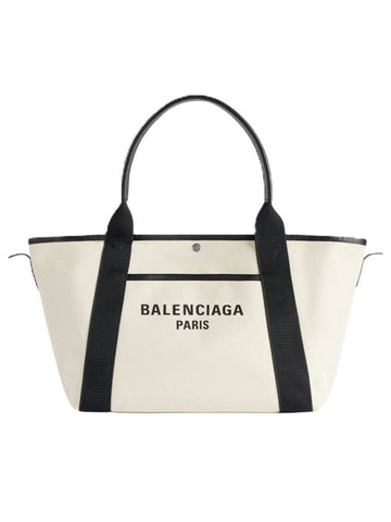 Women s Biarritz Medium Tote Bag Beige Black - BALENCIAGA - BALAAN 1