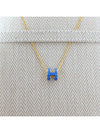 Mini Pop-Ache H Pendant Gold Necklace Blue Satre - HERMES - BALAAN.