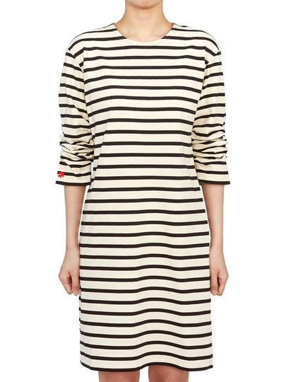 Scrunched Sleeve Jersey Short Dress Ivory Black - TORY BURCH - BALAAN 2