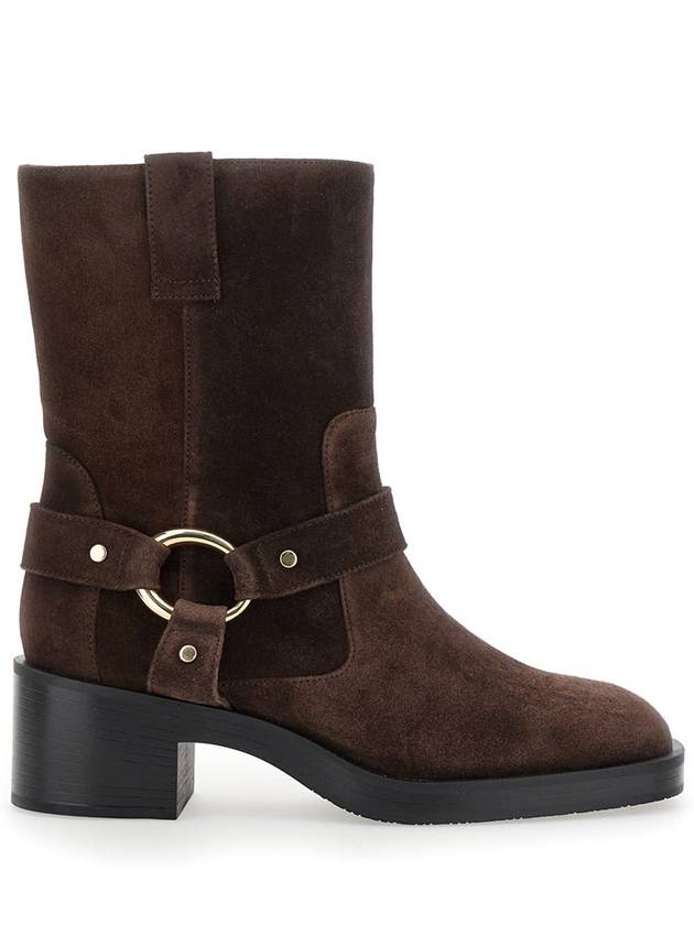 'Jax' Brown Ankle Boots With Ring Hardware Detail In Leather And Suede Woman - STUART WEITZMAN - BALAAN 1