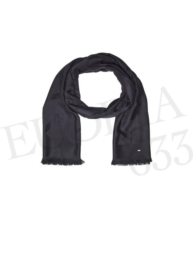 Cassandra Monogram Wool Jacquard Scarf Black - SAINT LAURENT - BALAAN 5