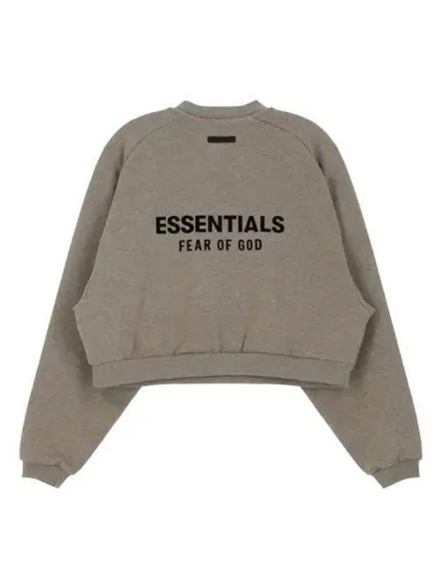 FEAR OF GOD ESSENTIALS Essential Fleece Crop Crew Neck Heather Gray - FEAR OF GOD ESSENTIALS - BALAAN 1