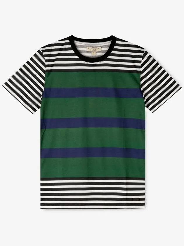 Striped Short Sleeve T-Shirt Green - BURBERRY - BALAAN 3