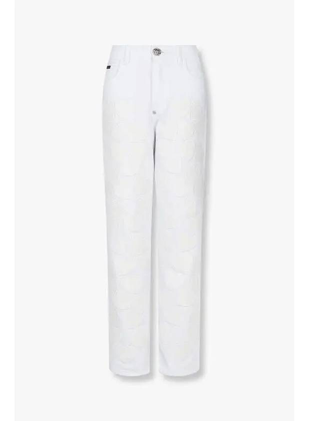 Women s Heart Patch Tapered Leg Jeans White - PHILIPP PLEIN - BALAAN 1