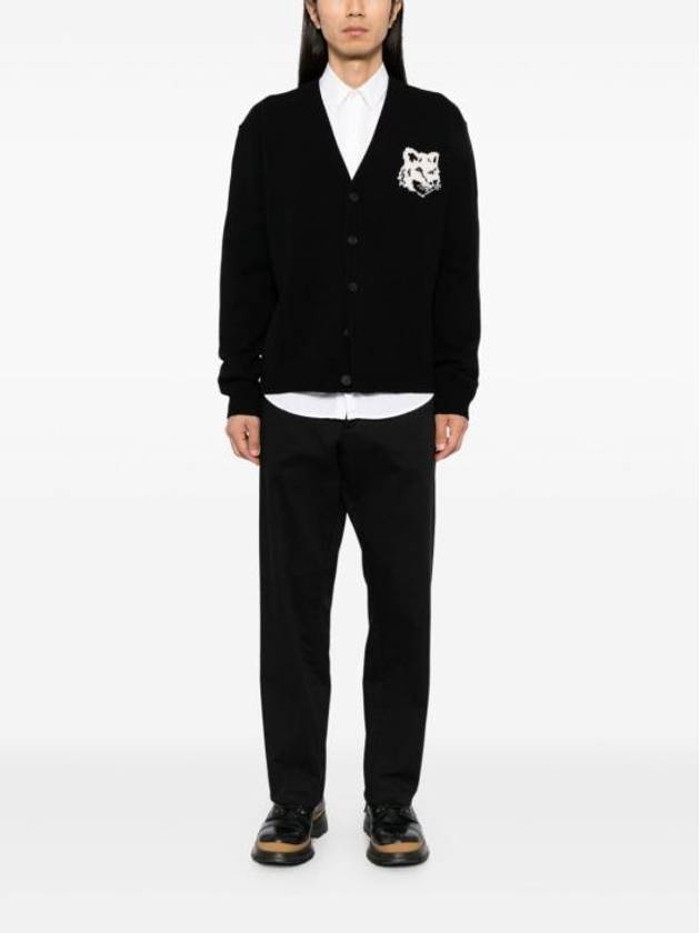 Fox Head Intarsia Comfort Cardigan Black - MAISON KITSUNE - BALAAN 3