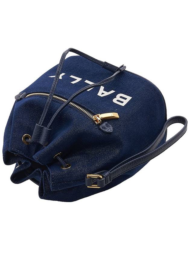 Women s Denim Logo Print Mini Bucket Bag BAR I5G6O - BALLY - BALAAN 4