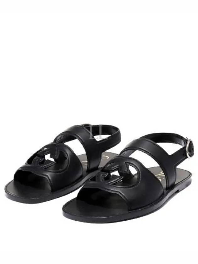 Men's Interlocking G Leather Sandals Black - GUCCI - BALAAN 2