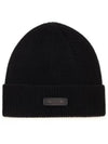 Logo Patch Knit Beanie Black - VERSACE - BALAAN 2