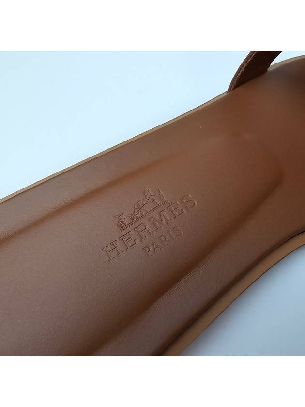 Oran Calfskin Slippers Gold Piqures Ecrues - HERMES - BALAAN 10