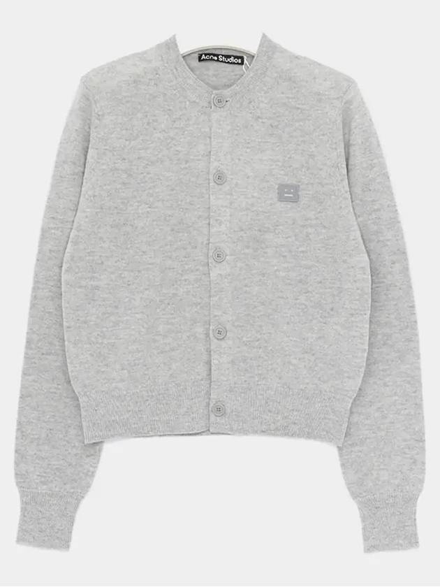 Face Patch Crop Cardigan Light Grey Melange - ACNE STUDIOS - BALAAN 4