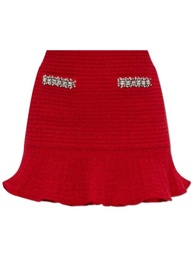 Self Portrait Short Tweed Skirt, Women's, Red - SELF PORTRAIT - BALAAN 1