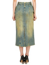 Denim Ruffle H-Line Skirt Dirty Wash - MAISON MARGIELA - BALAAN 7