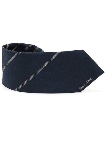 Navy polyester striped pattern tie - OSCAR DE LA RENTA - BALAAN 1