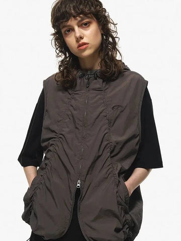 Shirring Hooded Vest Charcoal - CPGN STUDIO - BALAAN 1