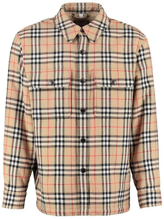 Vintage Check Wool Cotton Over Long Sleeve Shirt Archive Beige - BURBERRY - BALAAN.