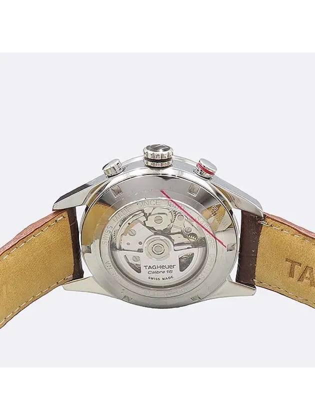 CV2A1S CARRERA Caliber 16 Brown Dial 43MM Day Date Chronograph See through Back Automatic Leather Band Men s Watch - TAG HEUER - BALAAN 4