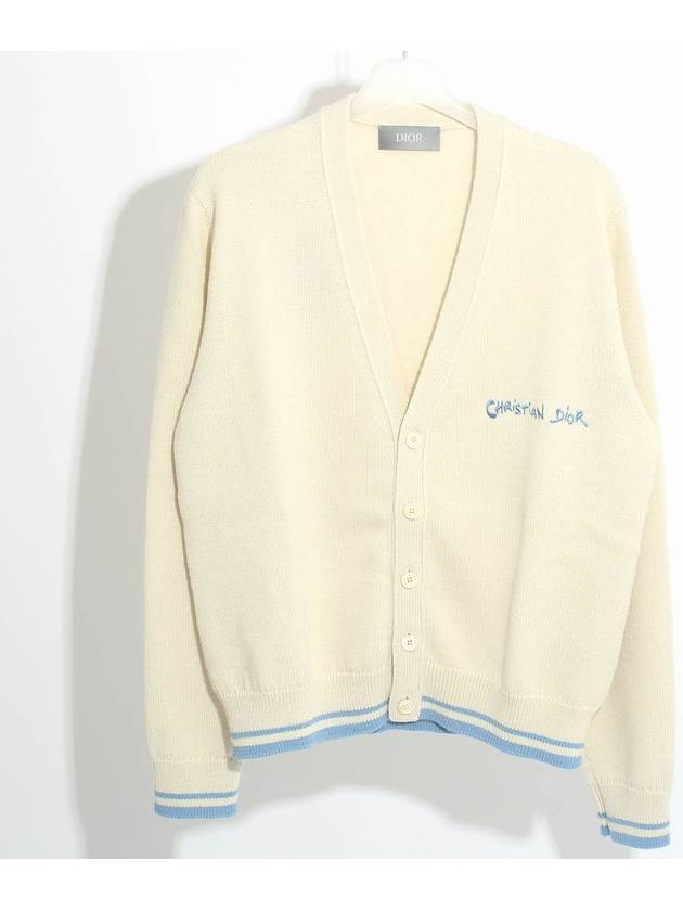 Embroidered Tag Logo Cardigan Beige - DIOR - BALAAN 2