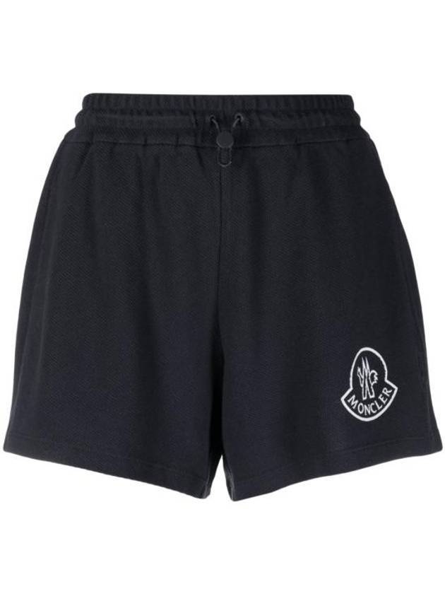 Women's Logo Print Track Shorts Navy - MONCLER - BALAAN 1