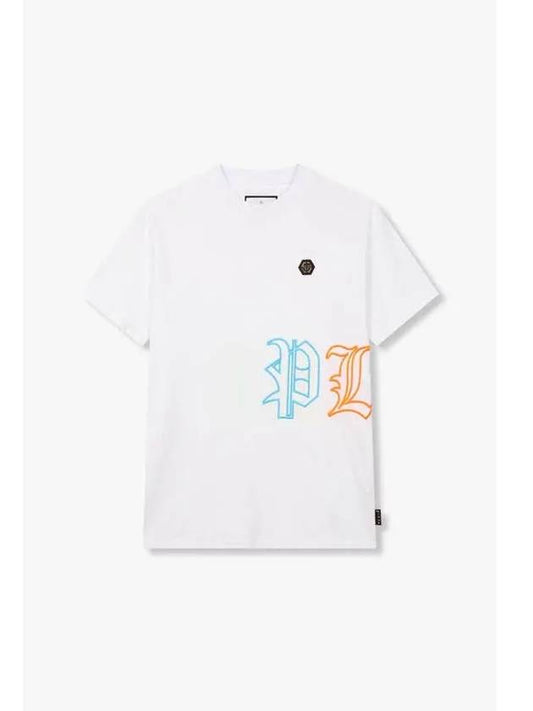 Men s Colorful Embroidered Logo T Shirt White - PHILIPP PLEIN - BALAAN 1