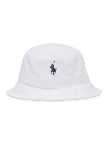 30 Paid Cotton Blend Terry Bucket Hat White - POLO RALPH LAUREN - BALAAN 1