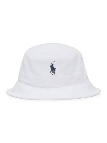 Cotton Blend Terry Bucket Hat White - POLO RALPH LAUREN - BALAAN 1