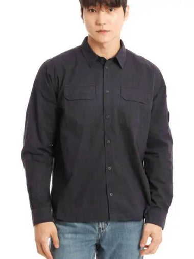 Organic Gabardine Buttoned Lens Long Slevee Shirt Purple - CP COMPANY - BALAAN 1