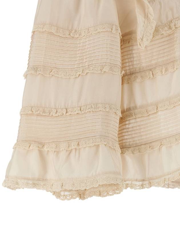 Zalmara Lace Striped Silk Blouse Beige - ISABEL MARANT - BALAAN 5