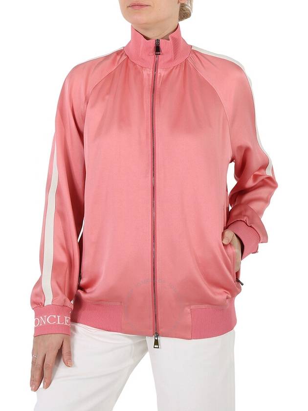 Moncler Ladies Pink Satin Track Jacket, Brand Size 46 (Large) - MONCLER - BALAAN 1