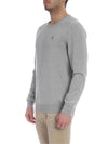 Embroidered Logo Crew Neck Knit Top Grey - POLO RALPH LAUREN - BALAAN 3