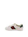 Ace Web Leather Low Top Sneakers White - GUCCI - BALAAN 3