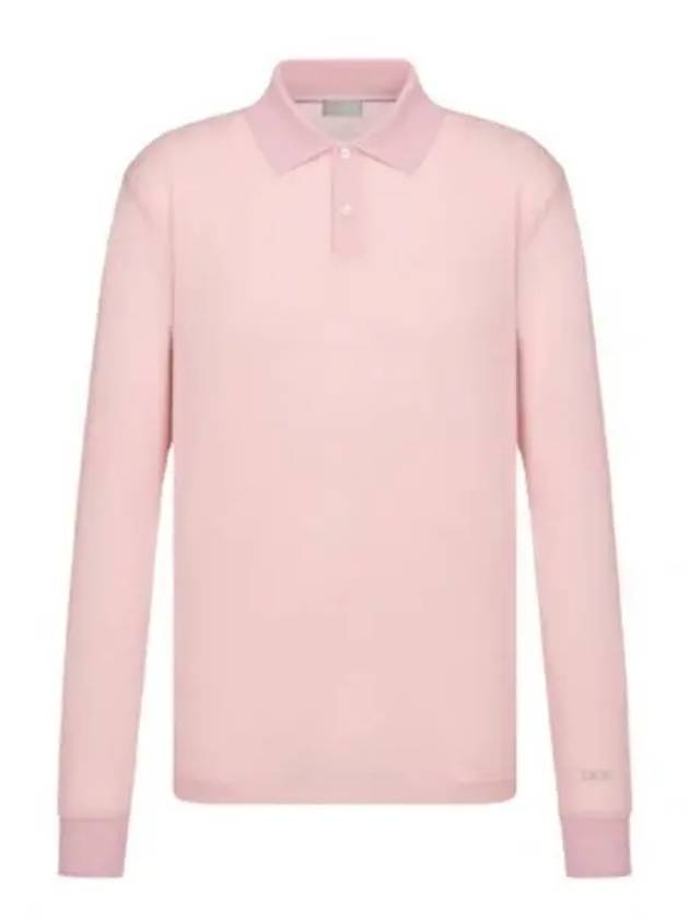 Men's Lightweight Cotton Blend Jersey Polo Shirt Pink - DIOR - BALAAN 2