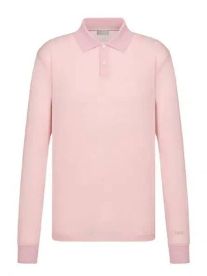 Men's Lightweight Cotton Blend Jersey Polo Shirt Pink - DIOR - BALAAN 2