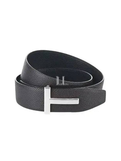 Sliver Soft Grain Leather T Icon Belt Brown Black - TOM FORD - BALAAN 2