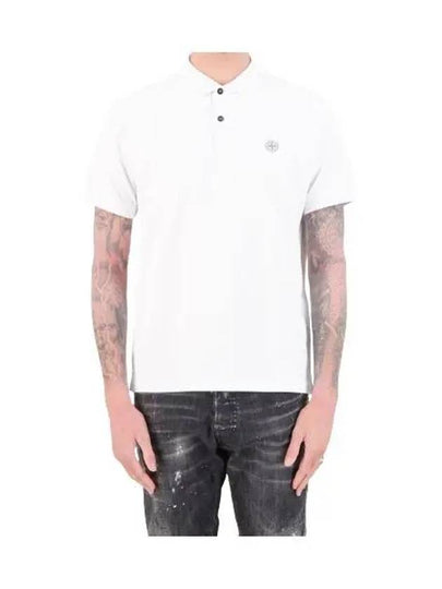 Compass Patch Short Sleeve Polo Shirt White - STONE ISLAND - BALAAN 2