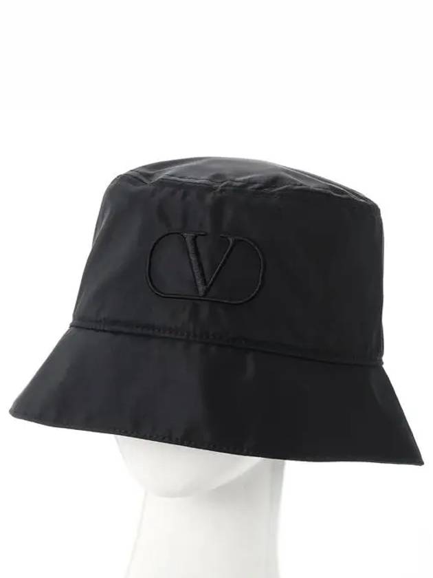 V logo signature bucket hat black - VALENTINO - BALAAN.