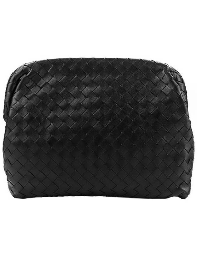 Intrecciato Leather Pouch Clutch Bag Black - BOTTEGA VENETA - BALAAN 1