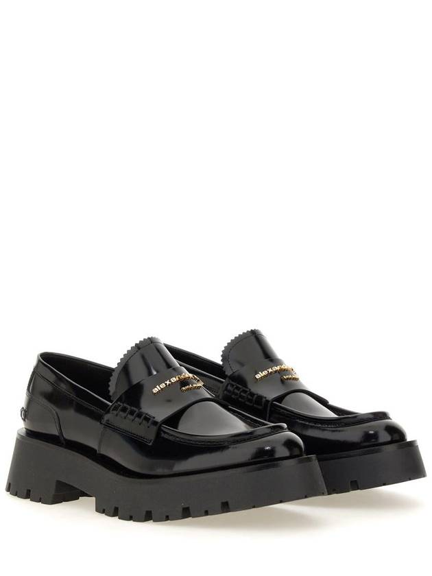 Carter Rug Gold Logo Leather Loafers Black - ALEXANDER WANG - BALAAN 4