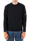 Lens Wappen Classic Crew Neck Wool Knit Top Black - CP COMPANY - BALAAN 2