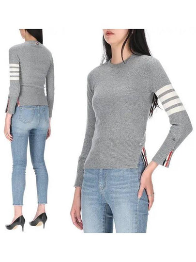 Women's 4 Bar Classic Cashmere Pullover Knit Top Light Grey - THOM BROWNE - BALAAN 2