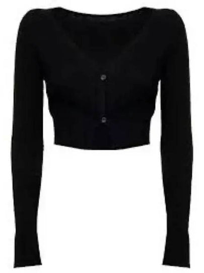 Le Alzou Cropped Mohair Cardigan Black - JACQUEMUS - BALAAN 2