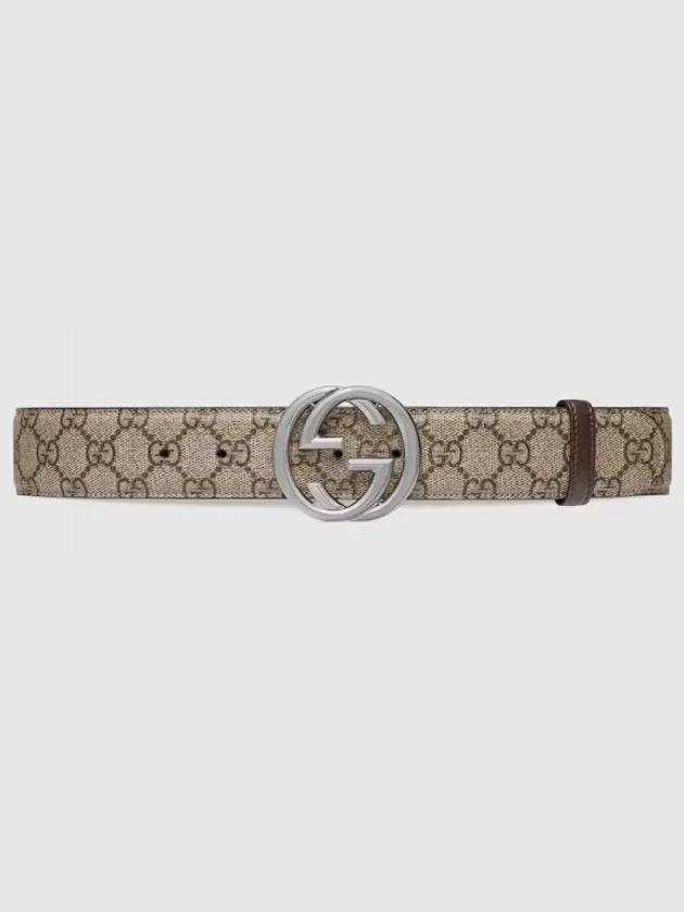 Interlocking G Buckle Leather Belt Beige Ebony - GUCCI - BALAAN 2