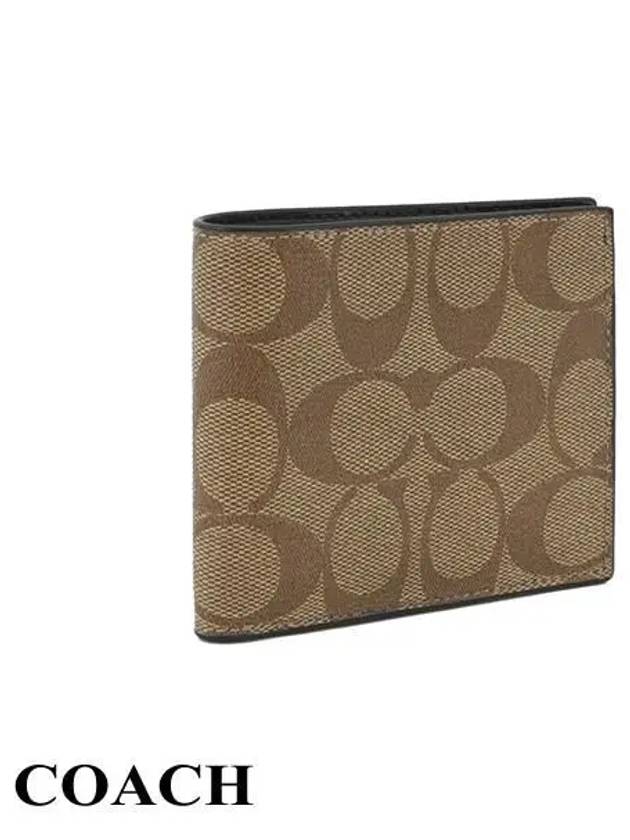 ID Signature Canvas Billfold Half Wallet Brown - COACH - BALAAN 3