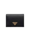 Saffiano enamel metal triangle logo bifold wallet - PRADA - BALAAN 1