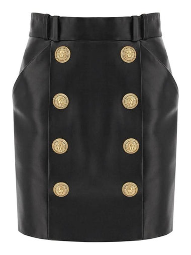 23 fw Lamb Leather Mini Skirt WITH ORNAMENTAL Button BF1LB895LB24 0PA B0230472269 - BALMAIN - BALAAN 1