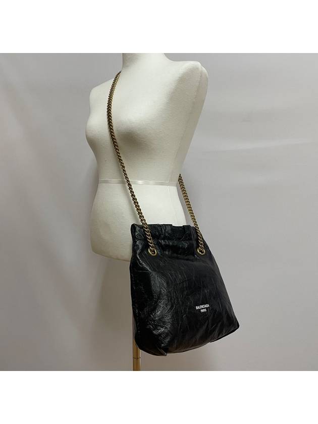 Crush Small Leather Shoulder Bag Black - BALENCIAGA - BALAAN 8