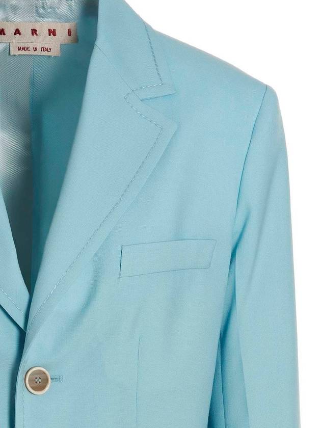 Tropical Wool Long Blazer Jacket Light Blue - MARNI - BALAAN 4