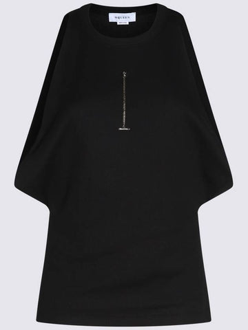 Alexander McQueen Black Cotton Top - ALEXANDER MCQUEEN - BALAAN 1