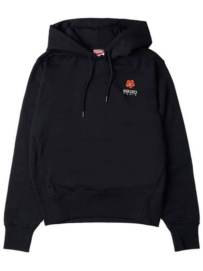 Embroidered Boke Flower Logo Cotton Hoodie Black - KENZO - BALAAN 2